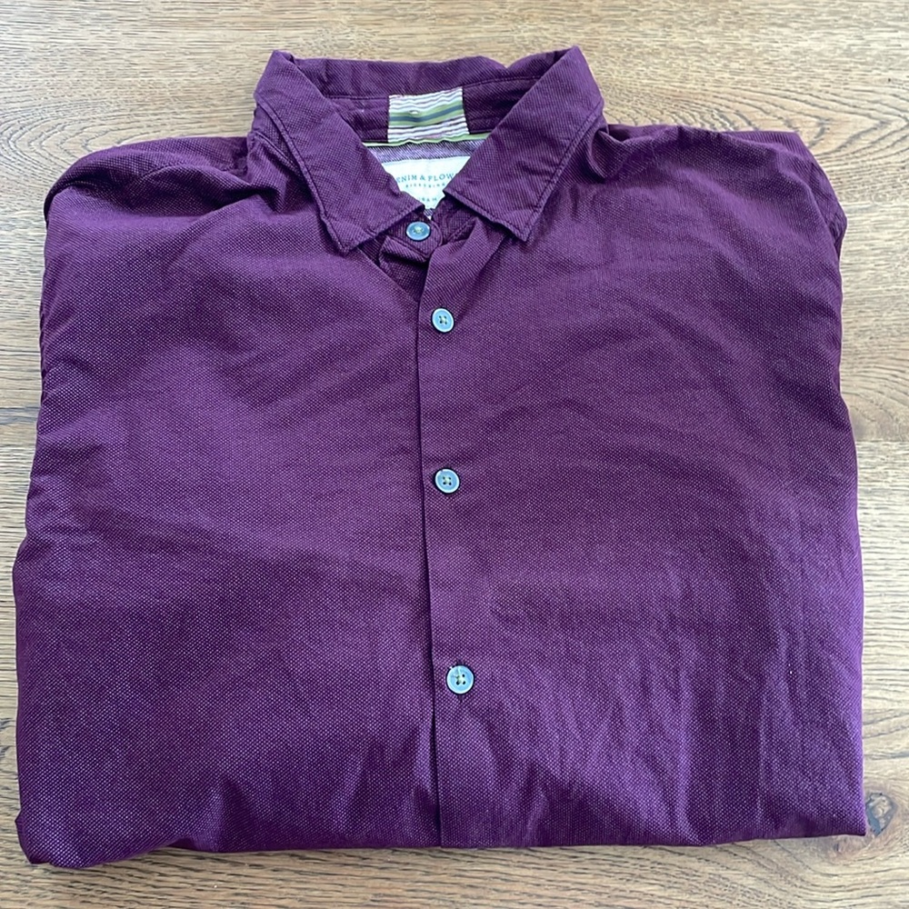 NWOT M Denim & Flower Ricky Singh Slim fit long sleeve dress shirt Men’s Plum